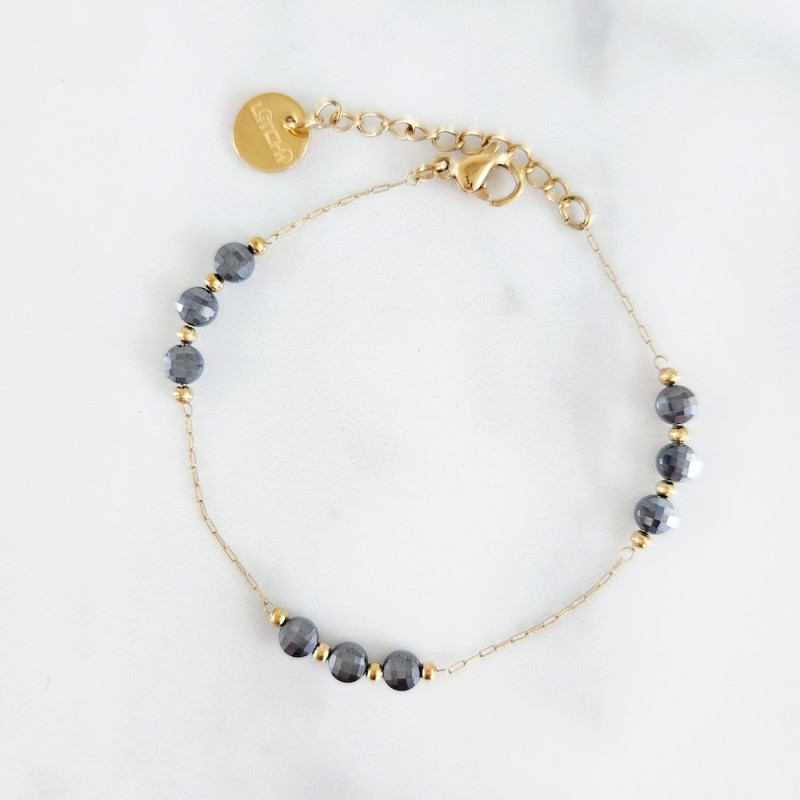 Bracelet galets hématites