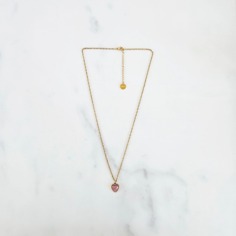 Collier Stone Cœur Rose