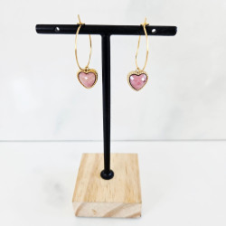 Stone Heart Rodocrosite Earrings