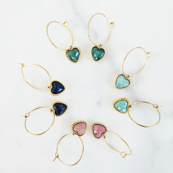 Stone Lapis Heart Earrings