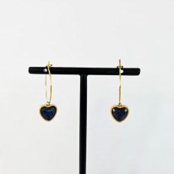 Stone Lapis Heart Earrings
