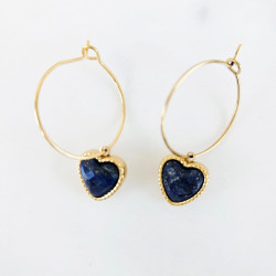 Stone Lapis Heart Earrings