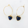 Stone Lapis Heart Earrings