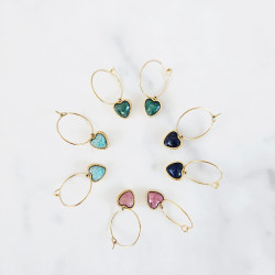 Stone Lapis Heart Earrings