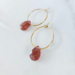 Boucles d'oreilles Stone Quartz Fraise