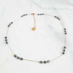 Collier galets hématites