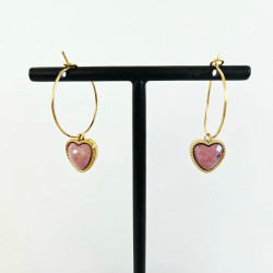 Boucles d'oreilles Stone Cœur rodocrosite