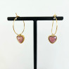Boucles d'oreilles Stone Cœur rodocrosite