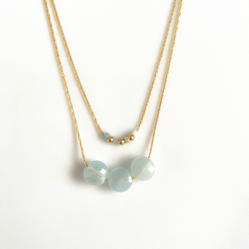Collier double lune Bleu Mini moon