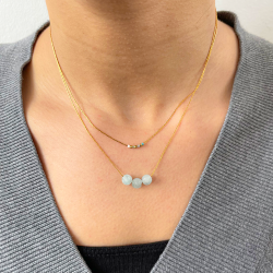 Collier double lune Bleu Mini moon