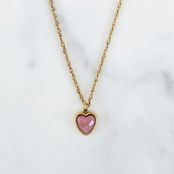 Collier Stone Cœur Rose