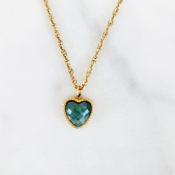 Collier Stone Cœur jade africaine