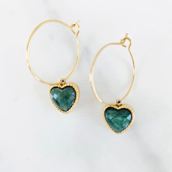 Boucles d'oreilles Stone Cœur jade africaine