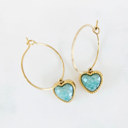 Boucles d'oreilles Stone Cœur amazonite
