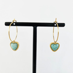 Boucles d'oreilles Stone Cœur amazonite