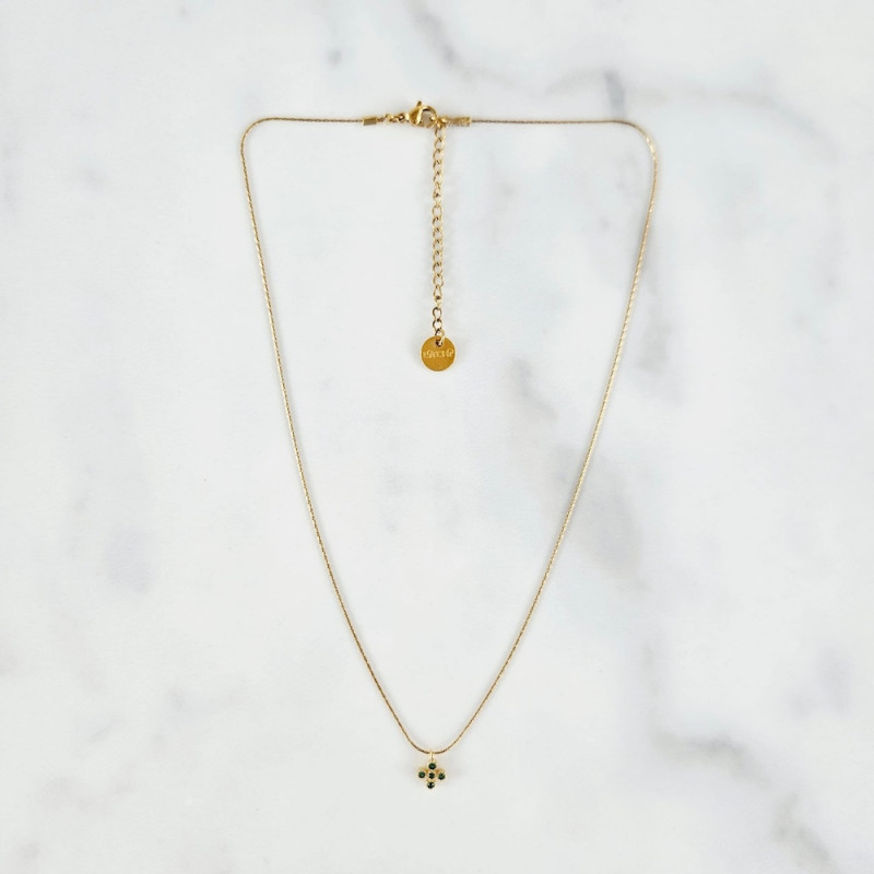 Maeva Green Cross Necklace