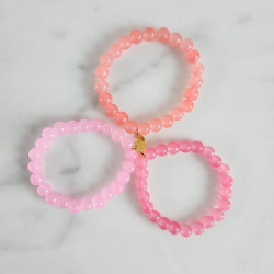 Bracelet Jellybeans élastiqué rose pour adultes