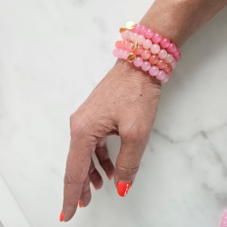 Bracelet Jellybeans élastiqué rose pour adultes