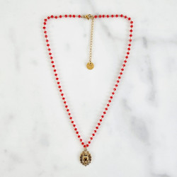 Collier perlé rouge Ex voto amour Toujours