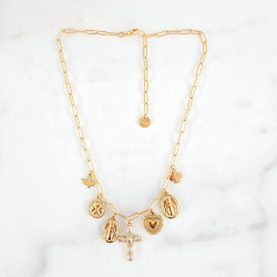 Collier charms blanc Madonna