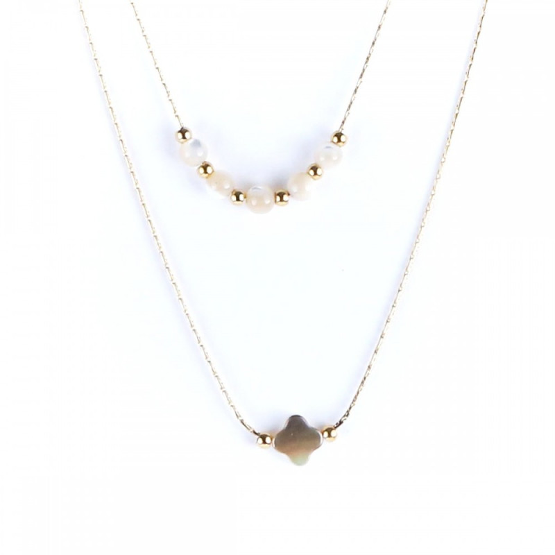Double necklace 4 leaf clover 