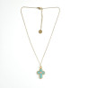 Collier croix perlée Rainbow Mary turquoise