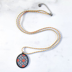 Long necklace medal Les Belles Vagabondes Mexico Orange