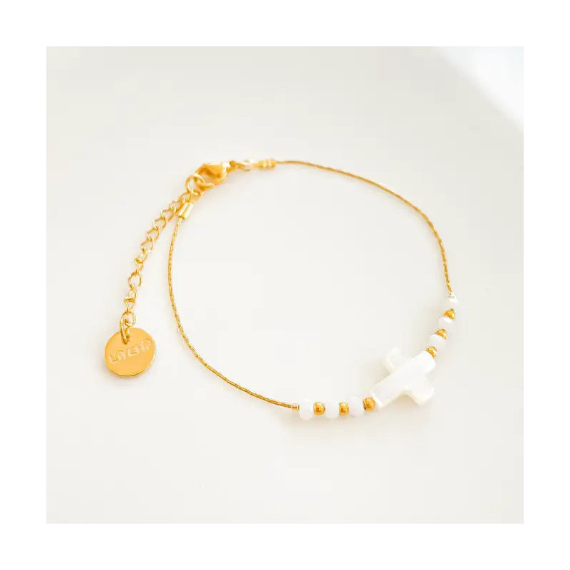 Bracelet Croix de Nacre Blanc