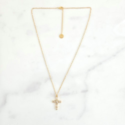 Collier croix blanc Madonna