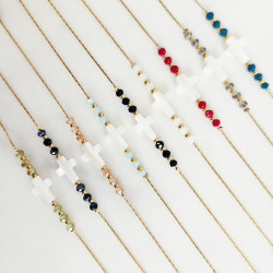 Bracelet cross de nacre blanc