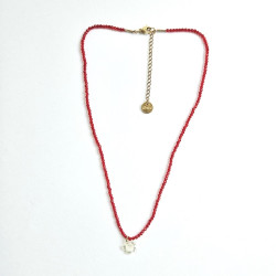 Collier fleur de tiaré rouge