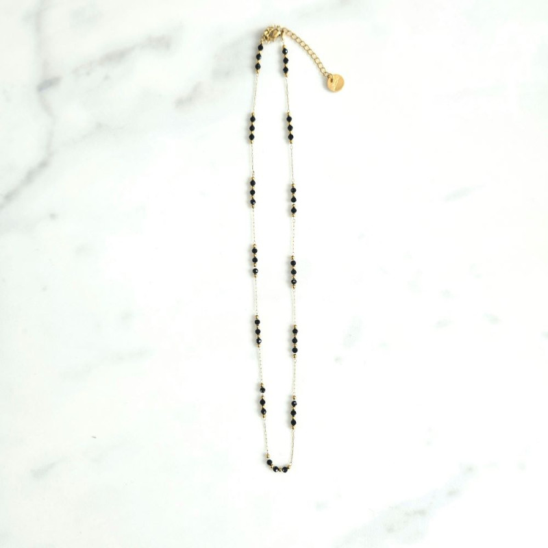 Necklace mini galets Black spinelle