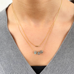 Collier double lune gris Mini moon