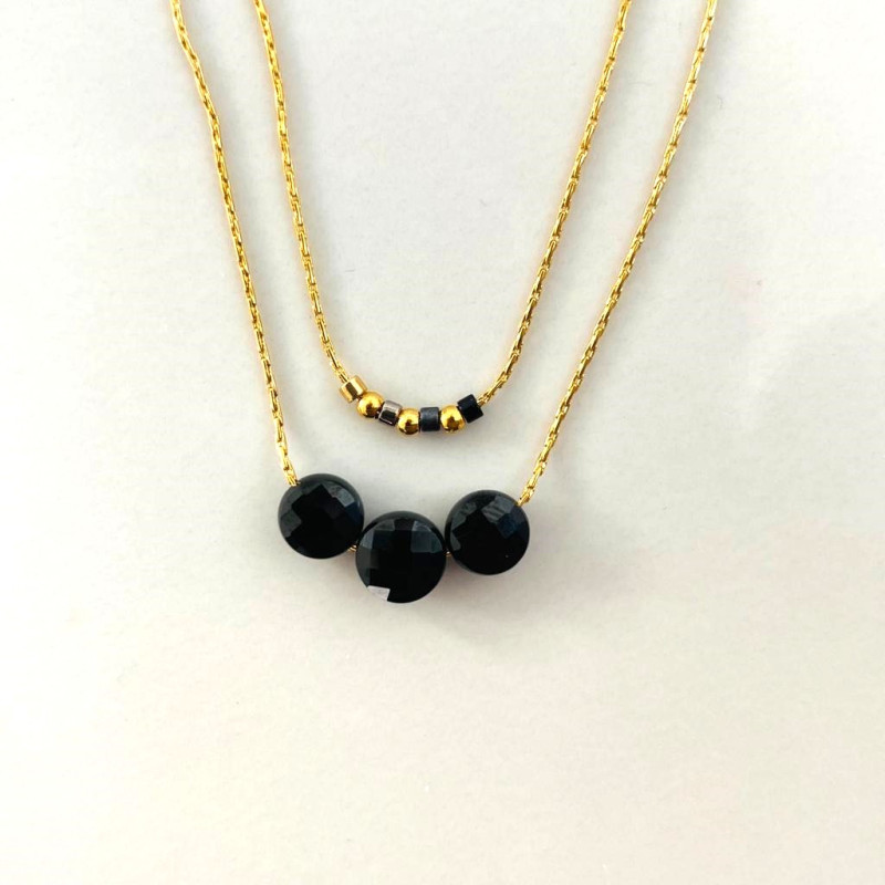 Double Blue moon necklace Mini moon