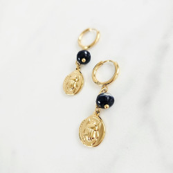 Boucles d'oreilles scarabée Maya noires