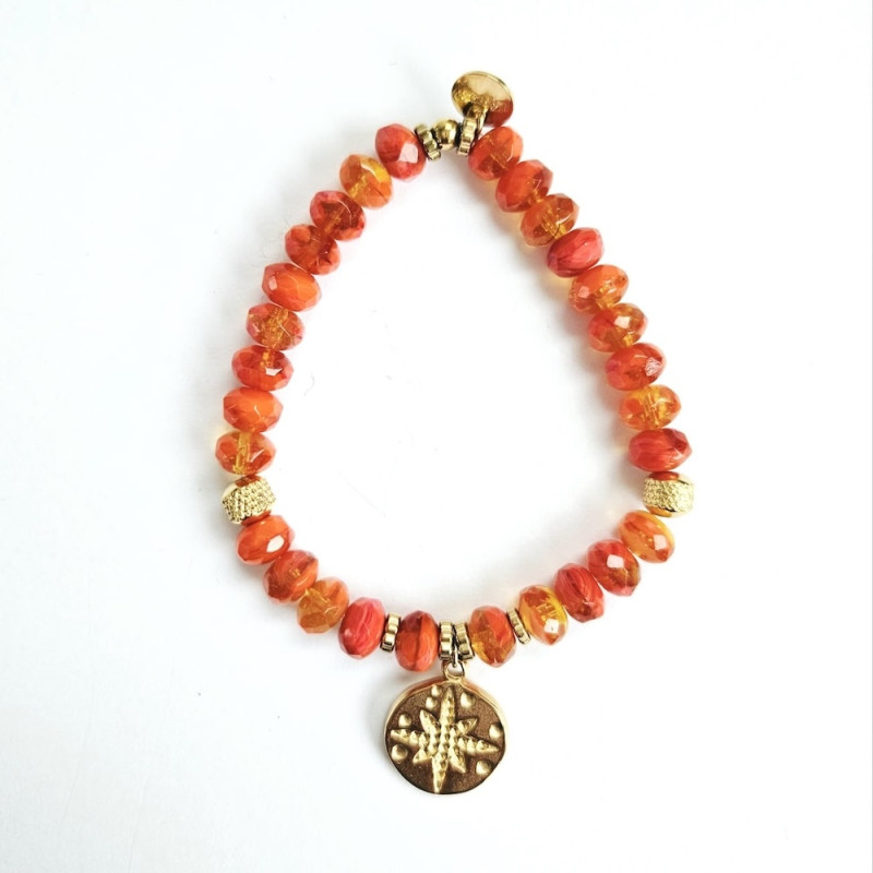 Orange Compass Rose Elastic Bracelet