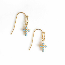 Boucles d'oreilles croix turquoises