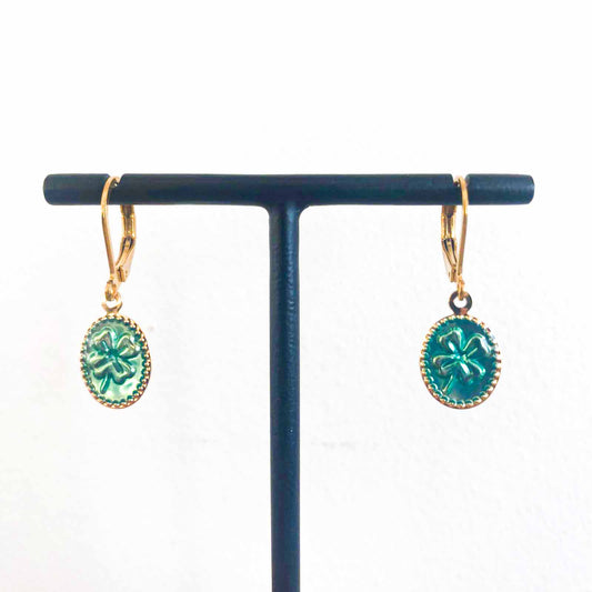 Boucle d'oreilles Mary Trèfle Bleu