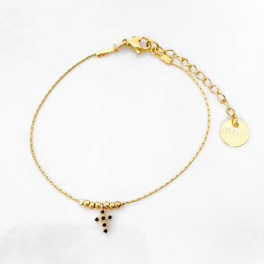 Bracelet chaîne serpent mini croix noire