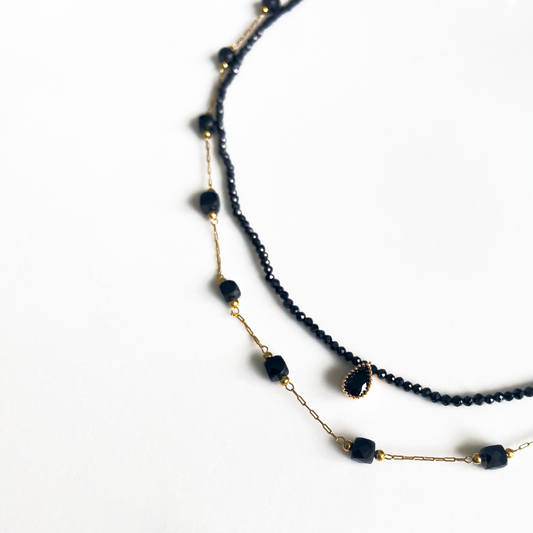 Collier double Maharani noir