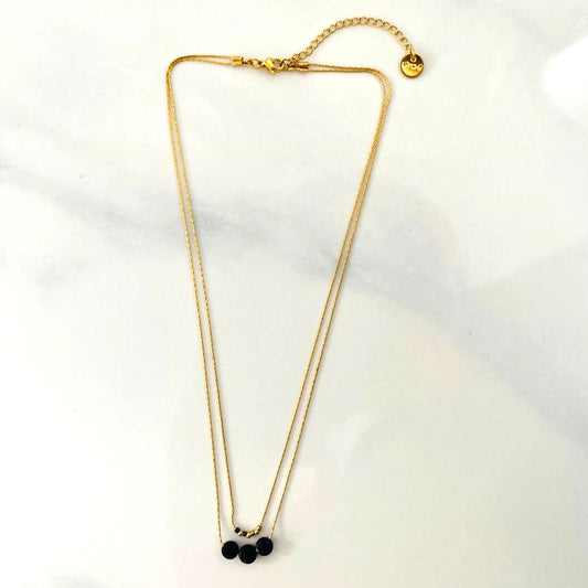 Collier double lune Noir Mini moon