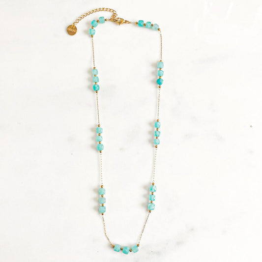 Collier cubes turquoise amazonite