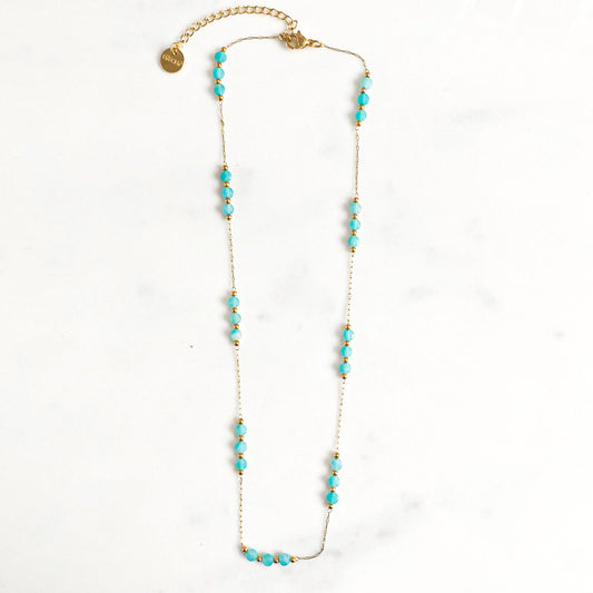 Collier galets turquoise amazonite