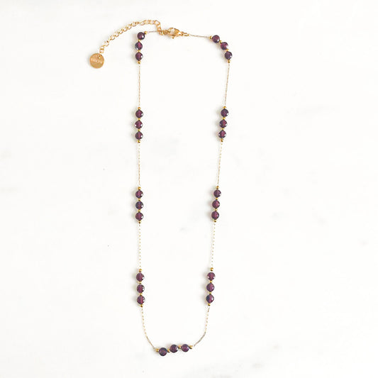 Collier galets grenats