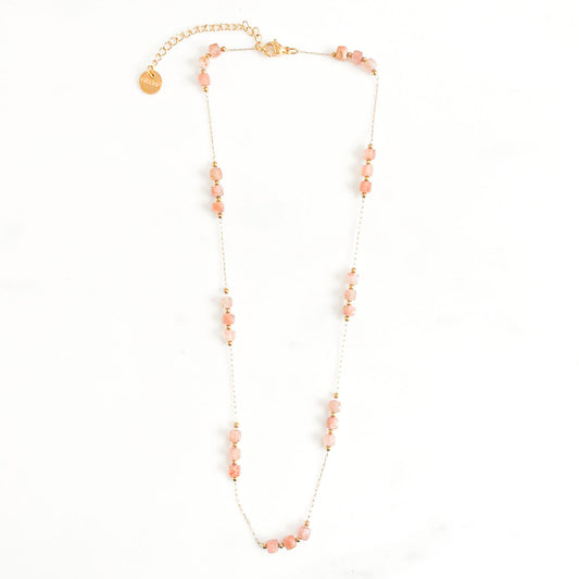 Collier galets rose rodocrosite