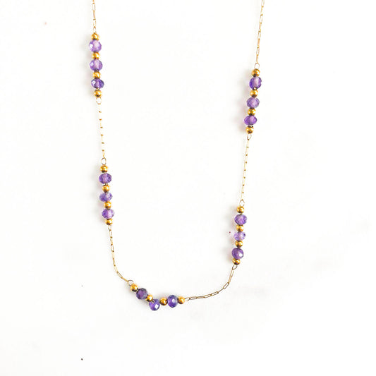 Collier mini galets violet améthyste