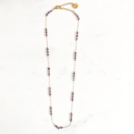 Collier mini galets violet améthyste