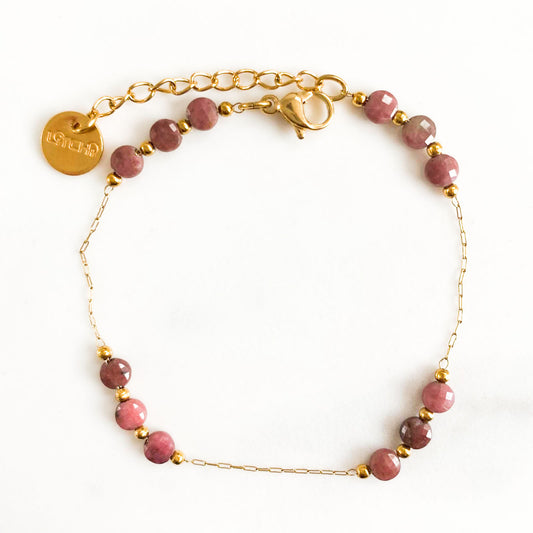 Bracelet galets rose rodocrosite