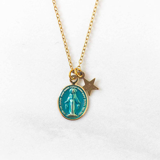 Collier Star Mary Médailles Bleu