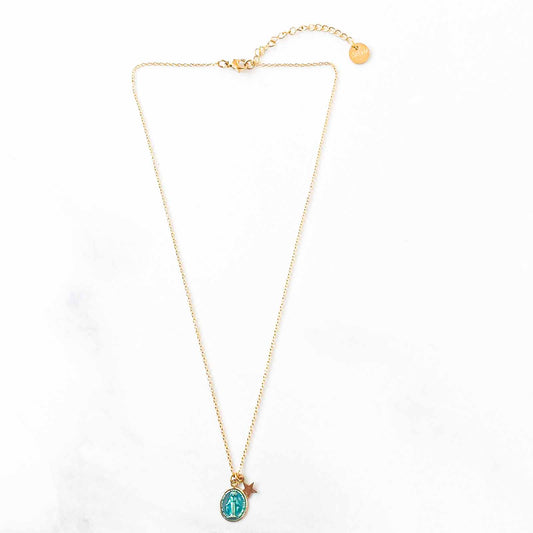 Collier Star Mary Médailles Bleu
